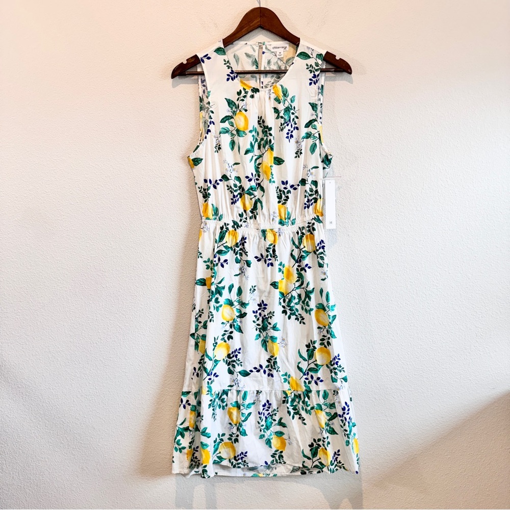 Cottagecore Lemon Chloe & Renee Midi Dress Cotton M Summer Open Back A57 NWT - Picture 2 of 11